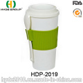Taza de café plástica de la pared doble con la cuchara (HDP-2019)